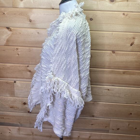 Misa Los Angeles Cotton Linen Open Cardigan Fringe Shag Sweater Size Small - Picture 5 of 9